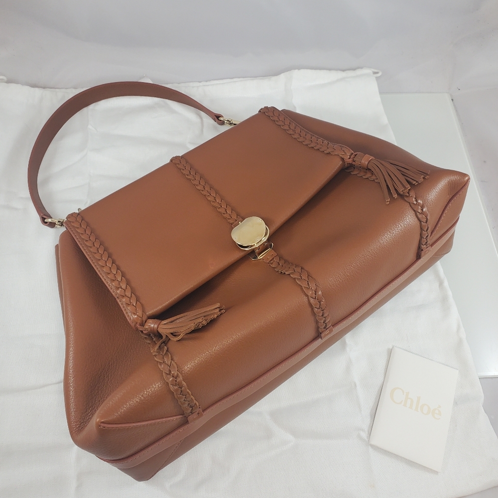 NWT$3,650 CHLOÉ Penelope Large Caramel Brown Leather Shoulder Bag - Picture 9 of 16